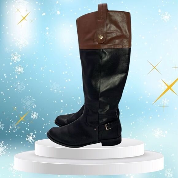 Tommy Hilfiger Leather Riding Boots Size 6 Black & Brown. Nearly new. - Picture 1 of 11